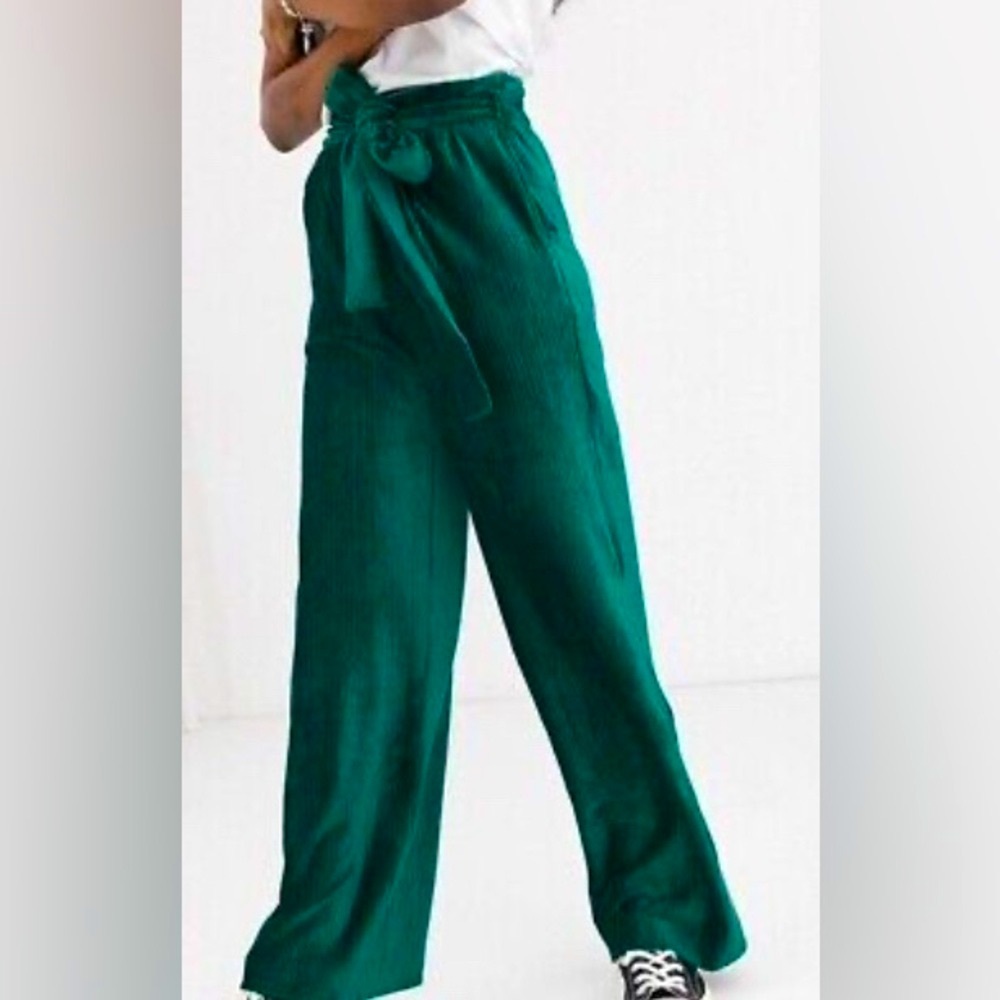 Moon River Emerald Velvet Corduroy Pants